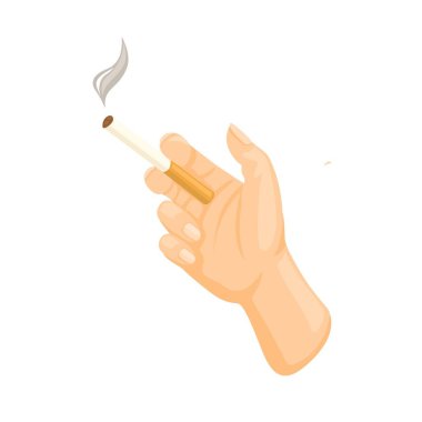 Sigara İçen El Tutma Çizgi Film Çizim Vektörü