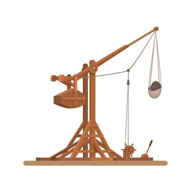Trebuchet Mancınık Ortaçağ Savaş Silahları Çizim Vektörü