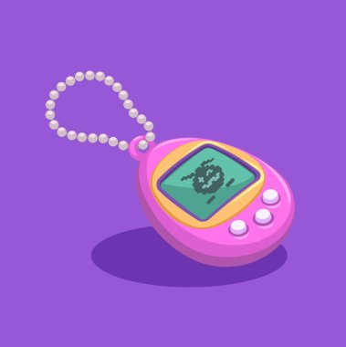 Tamagotchi Pet Game Simulator Toy Device Cartoon Illustration Vector clipart