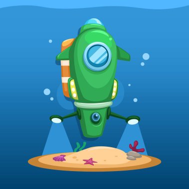 Derin Deniz Denizaltı Gözlemcisi Çizgi film Çizim Vektörü