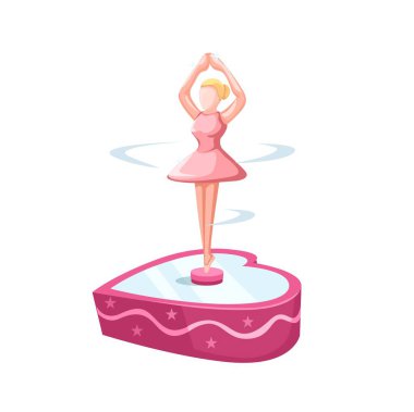 Dancing Ballerina Toy Music Box Cartoon Illustration Vector clipart