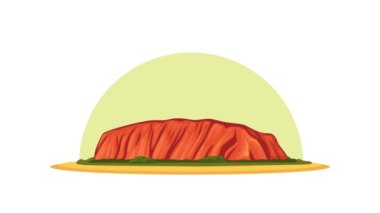 Uluru Avustralya 'nın Beyaz Arkaplanda Canlandırılmış Simgesi