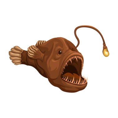 Anglerfish Deep Water Animal Species Cartoon Illustration Vector clipart