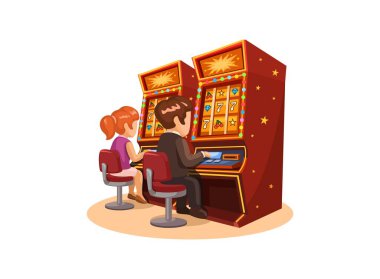 İnsanlar Pachinko Oyun Çizgi Film Çizim Vektörü Oynuyor