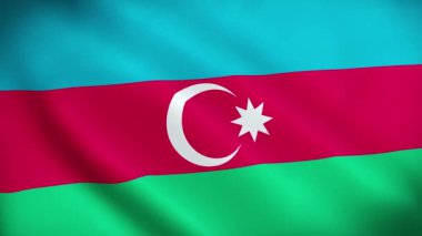 Rüzgarda Dalgalanan Azerbaycan Bayrağı (LOOP)