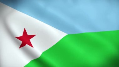 Cibuti Bayrağı. Ulusal 3d Cibuti bayrağı dalgalanması. Cibuti bayrağı rüzgarda dalgalanan video kaydı. Cibuti Bayrağı 4K Canlandırma