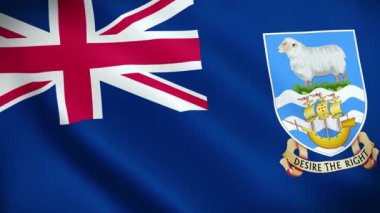 Falkland Adaları bayrağı dalgalanması, mükemmel döngü, 4K video arka plan, resmi renkler, National Falkland Adaları bayrak animasyonu 4k en iyi seçenek ve giysi