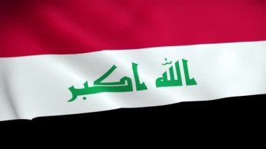 Irak Bayrağının Kusursuz Döngü Arkaplanı, Devrilmiş Kabarık Doku Kumaşı Yavaş Hareket, 3B Görüntüleme