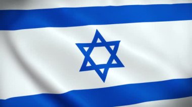 İsrail bayrağı kusursuz döngü animasyonu. İsrail 'in ulusal bayrağı 3D dalgalanıyor. İsrail bayrağı 4k Yüksek Çözünürlük.