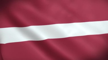 Letonya bayrağı 3 boyutlu animasyon sallıyor. Letonya bayrağı rüzgarda dalgalanıyor. Letonya Ulusal Bayrağı. Bayrak dikişsiz döngü animasyonu. 4K