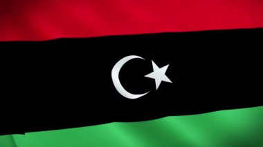 Libya ulusal bayrak videosu. 3D Libya bayrağı kusursuz döngü video animasyonu dalgalanıyor