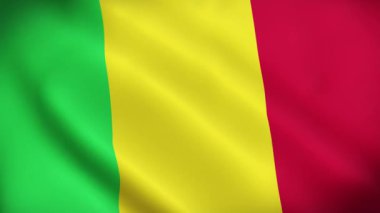 Mali dalgalanan bayrak dikişsiz döngü animasyonu. Mali Ulusal Bayrağı 3D dalgalanıyor. Mali bayrağı 4k Yüksek Çözünürlük.