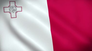 Malta bayrağı sallayan 4K animasyon videosu. Malta dalgalanan bayrak dikişsiz döngü canlandırması