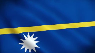 Nauru bayrağı rüzgarda dalgalanıyor. Ulusal Nauru bayrağı. Nauru 'nun kusursuz döngü animasyonunun işareti. 4K