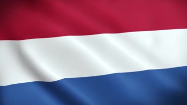 Hollanda Bayrağı. Ulusal 3D Hollanda bayrağı dalgalanıyor. Hollanda bayrağı rüzgarda dalgalanan video kaydı. Hollanda Bayrağı 4K animasyonu