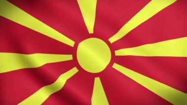 Kuzey Makedonya Bayrağı. Ulusal 3d Kuzey Makedonya bayrağı dalgalanması. Kuzey Makedonya bayrağı rüzgarda dalgalanan bir video görüntüsü. Kuzey Makedonya Bayrağı 4K Canlandırma