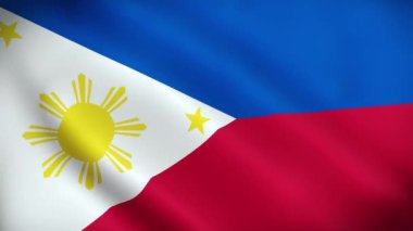 Filipinler 'in son derece detaylı bayrağı, Filipinler bayrağı rüzgarda sallanıyor 4K video, 3D animasyon döngüsü Filipinler bayrak arka planı.