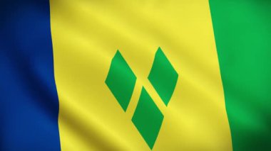 Saint Vincent ve The Grenadines bayrağı animasyon sallıyor. Aziz Vincent rüzgarda bayrak sallıyor. Saint Vincent ve The Grenadines 'in ulusal bayrağı. St Vincent ve The Grenadines döngüsünün işareti canlandırıldı
