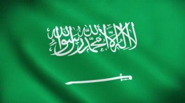 Suudi Arabistan bayrağı rüzgarda sallanan gerçekçi arka plan 4K, Bağımsızlık Günü veya Marş (Mükemmel Döngü))