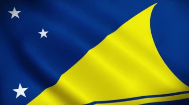 Tokelau bayrağı 3 boyutlu animasyon sallıyor. Tokelau bayrağı rüzgarda dalgalanıyor. Ulusal Tokelau bayrağı. Bayrak dikişsiz döngü animasyonu. yüksek kaliteli 4K çözünürlük