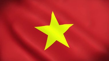 Vietnam bayrağı rüzgarda dalgalanıyor. Vietnam bayrağı. 4K