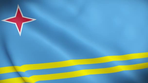 Флаг Арубы Национальный Флаг Арубы Видео Флагом Арубы Размахивающее Ветром — стоковое видео