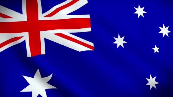 Australië Vlag Waving Fabric Satin Texture Vlag Van Australië Illustratie — Stockvideo