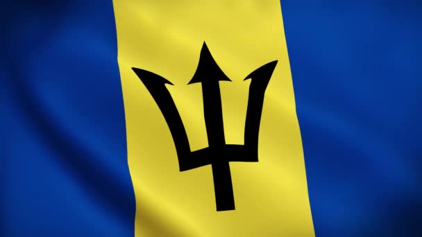 Barbados Vlag Zwaaien Animatie Perfecte Looping Video Achtergrond Officiële Kleuren — Stockvideo