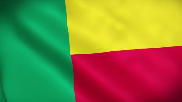 Benin Flagga Viftande Animation Perfekt Looping Video Bakgrund Officiella Färger — Stockvideo
