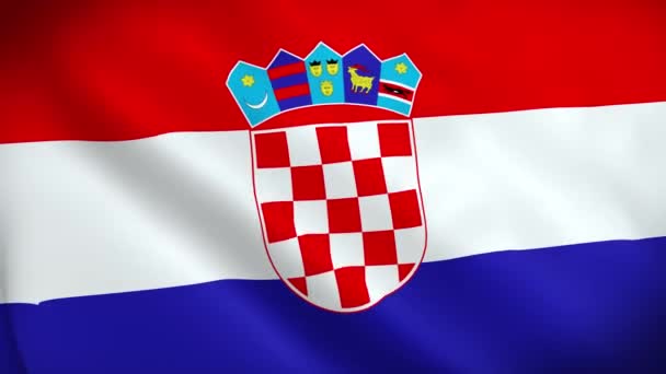 크로아티아 플래그 비디오 크로아티아 플래그 슬로우 비디오 크로아티아 국기가 닫힙니다 — 비디오