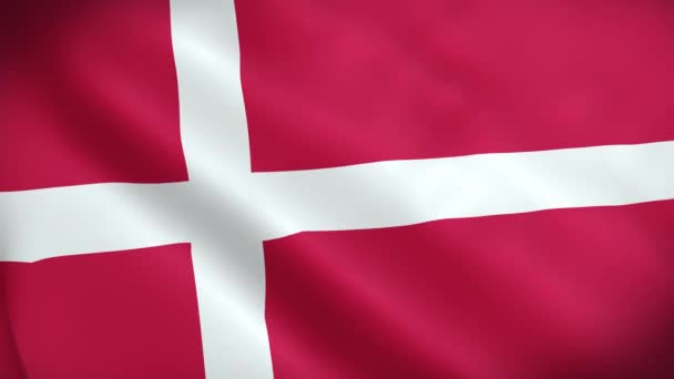 Bandera Dinamarca Ondeando Animación Primer Plano Bandera Dinamarca Bandera Dinamarca — Vídeo de stock