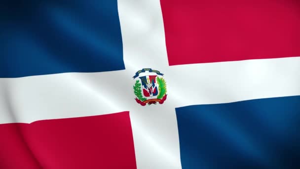 Dominikanska Republikens Flagga Nationell Dominikanska Republiken Flagga Viftar Dominikanska Republikens — Stockvideo