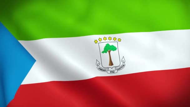 Bandera Guinea Ecuatorial Ondeando Viento Jalá Loop — Vídeos de Stock
