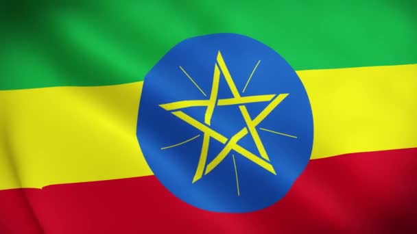 Etiopiens Flagga Som Viftar Med Etiopiens Flagga Ger Sömlös Animation — Stockvideo