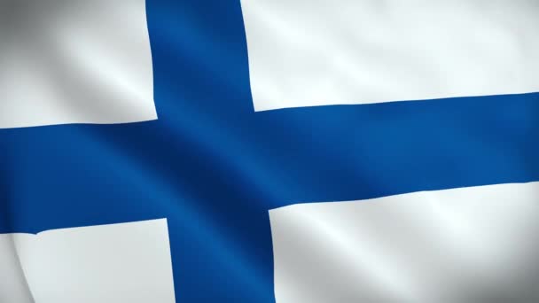 Finnish Flag Seamless Smooth Waving Animation Fine Flag Finland Folds — Stock Video