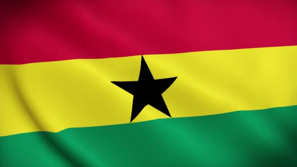 Vlajka Ghany Vlajka Vlaje Větru Animace Ghanské Vlajky Vlající Větru — Stock video