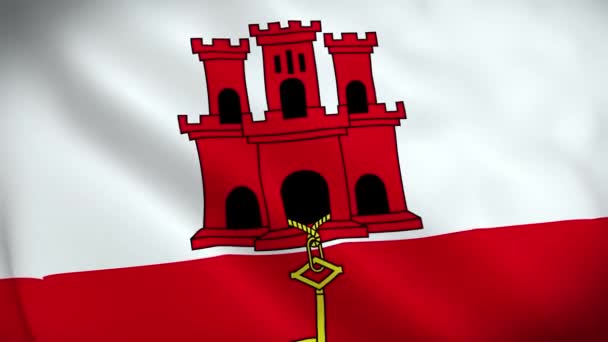 Bandiera Gibilterra Sventola Animazione Loop Perfetto Sfondo Video Colori Ufficiali — Video Stock