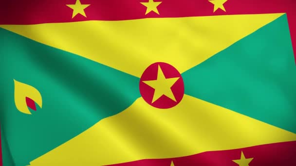 Гренада Флаг Размахивая Анимацией Идеальный Цикл Видео Фон Официальные Цвета — стоковое видео