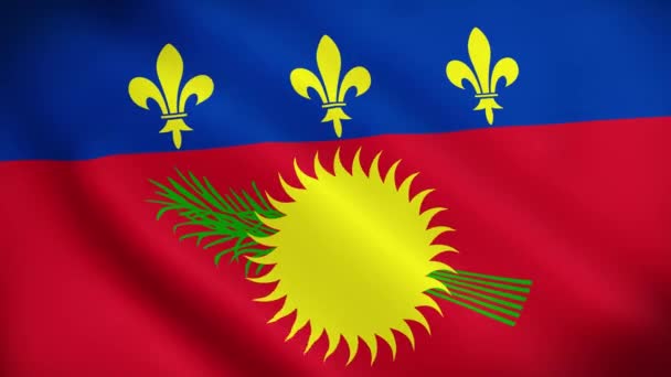 Guadeloupe Adası Bayrağı Sallaması Mükemmel Döngü Video Arkaplan Resmi Renkler — Stok video