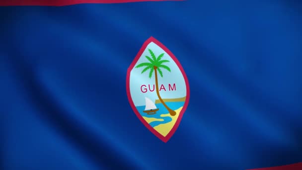 グアムフラグは3Dアニメーションを振っています 風に揺れているグアムの旗 グアムの国旗 フラグシームレスループアニメーション4K — ストック動画