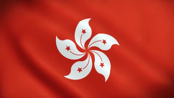 Hongkong Viftande Flagga Realistisk Animation Video — Stockvideo