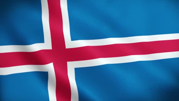 현실적인 아이슬란드 국기는 애니메이션을 흔들고 있습니다 아이슬란드 아이슬란드 깃발이 바람에 — 비디오