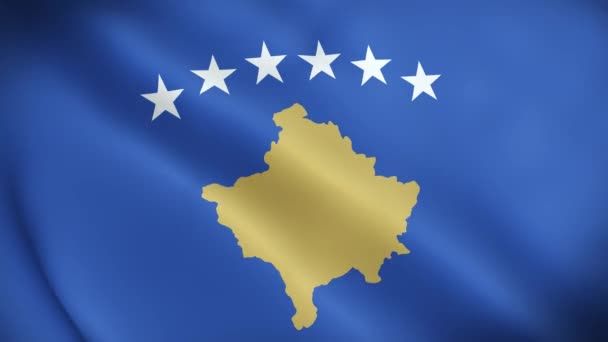 Видео Флагом Косово Размахивающее Ветром Реалистичный Фон Флага Close View — стоковое видео