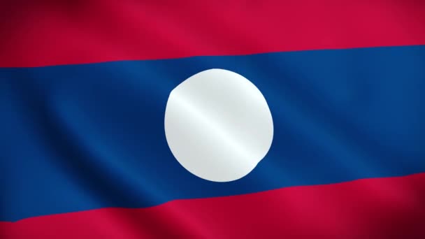 Laos Bayrağının Animasyonu Bin Lao Bayrağı Dalgalanıyor Lao Halkı Demokratik — Stok video