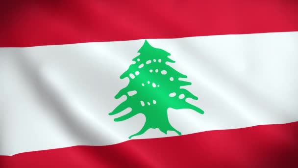 Lübnan Bayrağı Rüzgarda Dalgalanıyor Lübnan Bayrağının Çözünürlükteki Görüntüsü Yüksek Kalite — Stok video