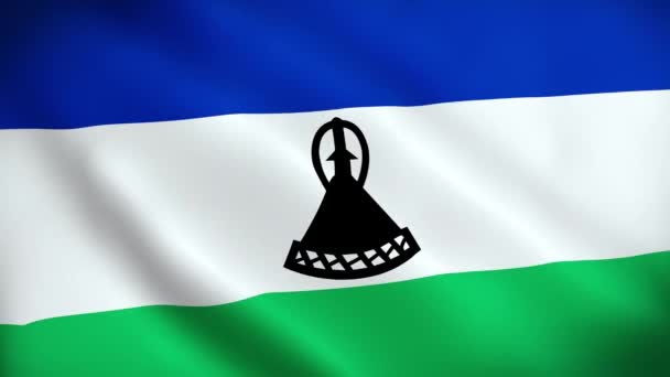 Sfondo Della Bandiera Del Lesotho Sventola Primo Piano Illustrazione Della — Video Stock