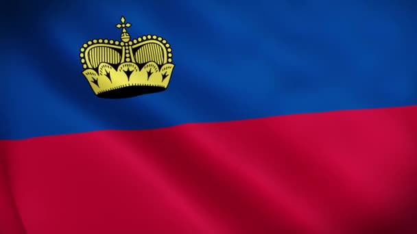 Liechtenstein Bandiera Nazionale Liechtenstein Bandiera Sventola Video Della Bandiera Del — Video Stock