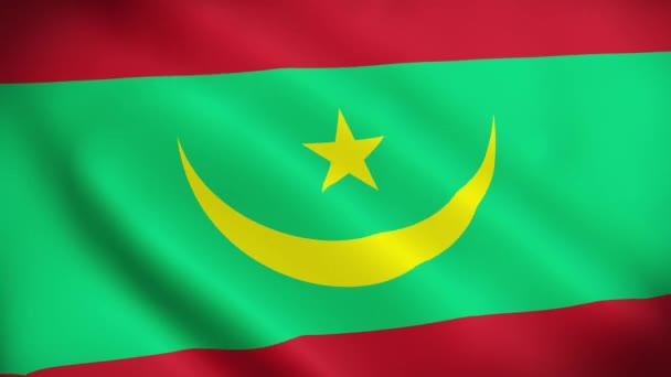 Mauretanien Flagga Viftande Animation Mauretanien Viftar Med Flaggan Vinden Mauretaniens — Stockvideo