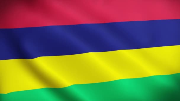 Mauritius National Flag Sömlös Loop Animation Mauritius Flagga Mycket Detaljerad — Stockvideo