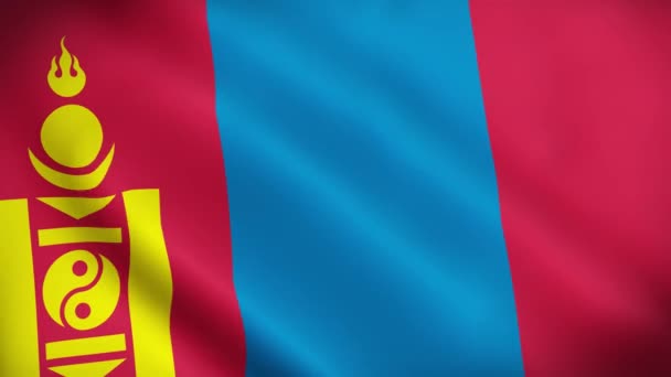 Moğolistan Bayrağı Boyutlu Animasyon Sallıyor Rüzgarda Dalgalanan Moğolistan Bayrağı Moğolistan — Stok video